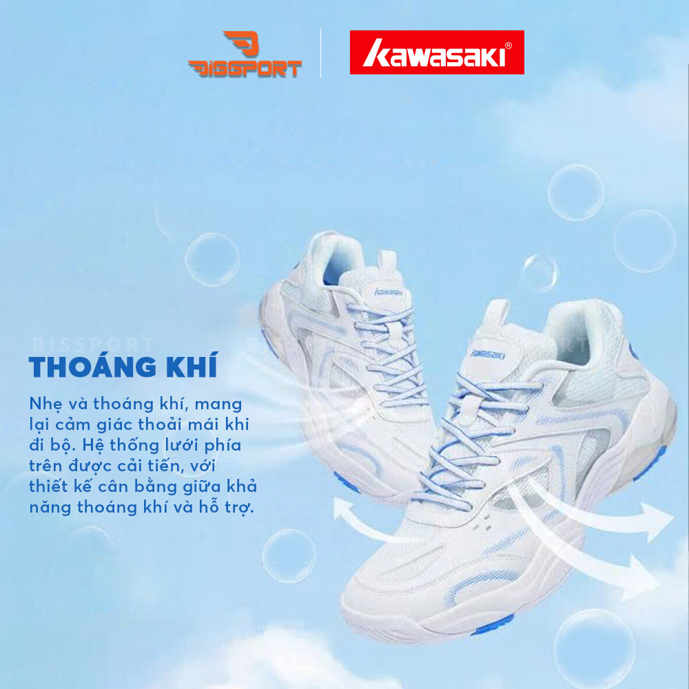 Giày Cầu Lông Kawasaki D32037 Chính Hãng - Trắng Hồng Đen - Nhẹ Nhàng - Bền Bỉ - Ổn Định - Thông Thoáng - Giảm Chấn